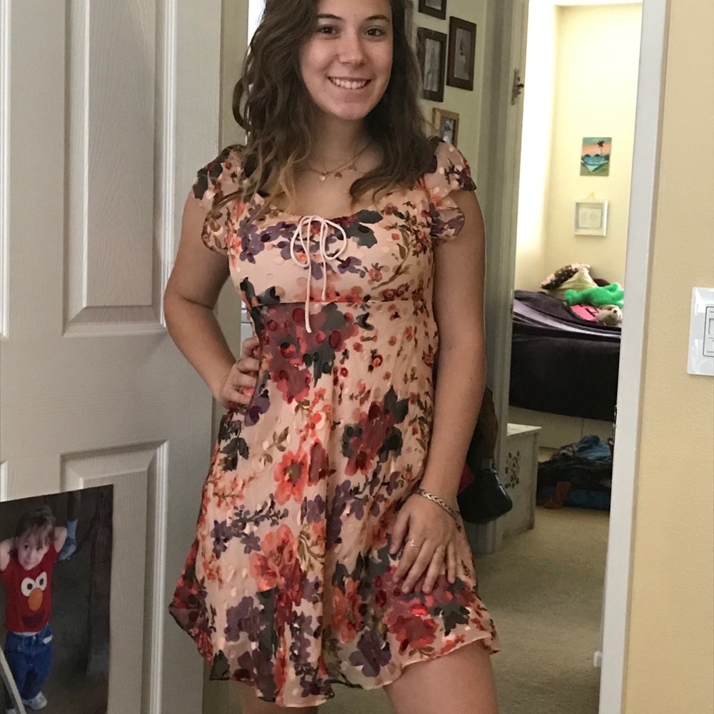 Urban Outfitters Silk Shania Tie-Neck Mini Dress